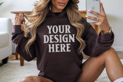 Dark Chocolate Gildan 18500 Hoodie Sweatshirt Mockup, 185 mo Product Image 1