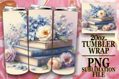 Uplifting Vibes 20oz tumbler wrap, Book and flower Product Image 1
