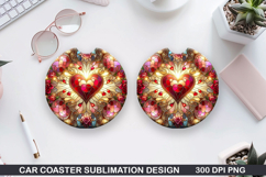 Car Coaster Sublimation, Valentines Coaster PNG Design Product Image 1