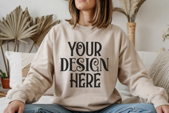 Sand Gildan 18000 Sweatshirt Model Mockups Product Image 1