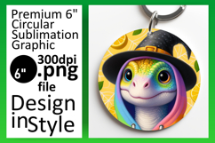 Charming Round Design Keychain PNG , Halloween Dino Product Image 1