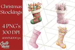 Christmas Stockings Clipart PNG, Festive Holiday Stockings Product Image 1