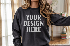 Black Gildan 18000 Crewnwck Sweatshirt Mockup, gildan 18000 Product Image 1