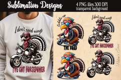 Funny Sarcastic quotes Retro biker turkey PNG Sublimation Product Image 1
