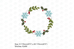 Snowflake and Mistletoe Christmas Wreath Embroidery Design Product Image 3