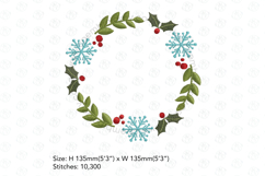 Snowflake and Mistletoe Christmas Wreath Embroidery Design Product Image 4
