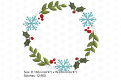 Snowflake and Mistletoe Christmas Wreath Embroidery Design Product Image 5