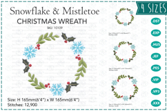 Snowflake and Mistletoe Christmas Wreath Embroidery Design Product Image 1