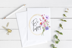 Floral gold frame, wreath with flowers, PNG Product Image 3
