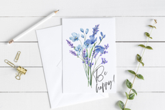 Watercolor blue flowers clipart bouquet of PNG. Product Image 5