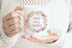 Mug wrap, sublimation design, Enjoy every moment, flowers. Product Image 3