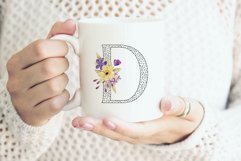 Alphabet, letter,  floral monogram with flowers, PNG file. Product Image 4