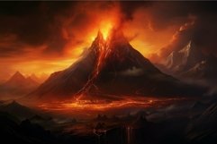 Fiery volcano eruption at dusk Product Image 1
