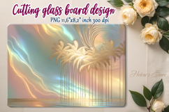 Summer beach palm kitchen glass cutting board sublimation Product Image 1