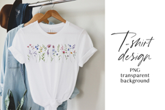 T-shirt design wild flowers, sublimation design, PNG file. Product Image 1