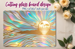 Summer beach palm kitchen glass cutting board sublimation Product Image 1