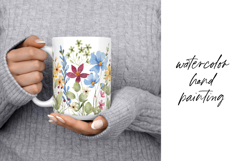 Mug wrap, sublimation design with wild flowers, PNG file. Product Image 3
