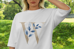 Gold alphabet, letters, monogram with blue leaves, PNG. Product Image 5