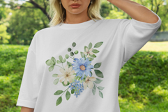 Watercolor blue flowers clipart bouquet of PNG. Product Image 5