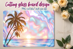 Summer beach palm kitchen glass cutting board sublimation Product Image 1