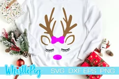 Reindeer Face SVG Reindeer Eyes SVG Reindeer Eyelash SVG Product Image 1