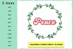 Peace Wreath - Machine Embroidery Design 2 sizes Product Image 1