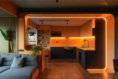 Contemporary kitchen with neon lighting Product Image 1