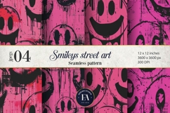 Neon Pink Smiley Face Digital Paper |Street graffiti Pattern Product Image 1
