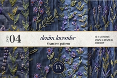 Embroidered Denim Digital Paper| Floral Denim Pattern Product Image 1