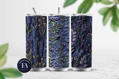 Embroidered Denim Digital Paper| Floral Denim Pattern Product Image 2