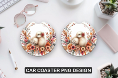 Cute Hen Car Coaster Sublimation| Animal Coaster PNG Product Image 1