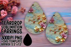 Artistic Teardrop Earrings Design for Crafting , 3D Flower Product Image 1