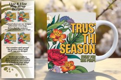 TRENDY 11oz Mug Wrap PNG Template , Flower Quote Product Image 1