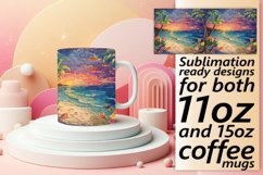Holiday Vibes Mug Wrap: Ocean and Palms 11oz/15oz Product Image 1