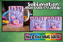 Radiant whispers 11oz 15oz sublimation wrap, 3D Flowers Product Image 1
