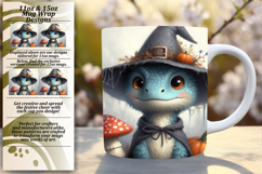 Classic 11oz Mug Wrap Png Design , Halloween Dino Product Image 1