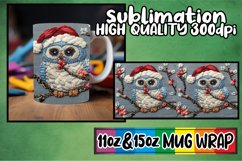 Winter Owl Embroidered Mug Wrap Holiday 11oz 15oz Product Image 1