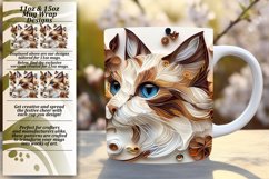 Feline Finesse: 3D Cat Mug Wrap - Sublimation 11oz/15oz Product Image 1