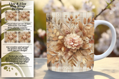 Floral 11oz Mug Wrap Png Template , Autumn Flower Product Image 1