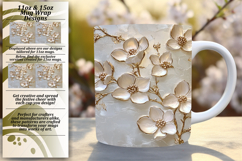 Delightful 15oz Mug Wrap Png Template , 3D Flower Product Image 1