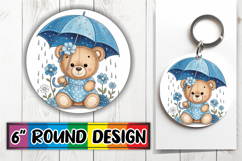 Playful Keychain Circle PNG Design, Teddy Bear Product Image 1