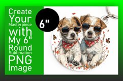 Cute Dog Adventure Circle Design Sublimation Keychain PNG Product Image 1