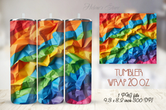 Texture of crumpled rainbow paper straight tumbler 20oz wrap Product Image 1