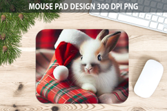 Christmas Rabbit Mouse Pad Sublimation - Animal PNG Design Product Image 1