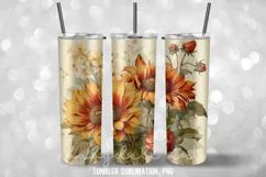 Sunflower Vintage Tumbler Wrap Sublimation Designs Product Image 2