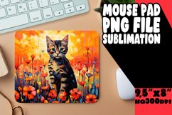 Adorable Kitty with Flowers Mouse Pad PNG Product Image 1