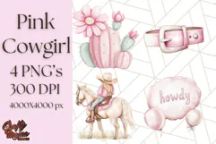 Pink Cowgirl PNG Western Aesthetic Clipart, Coquette Png Product Image 1
