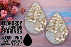 Vibrant Teardrop Earrings Design for Printing , 3D Flower Product Image 1