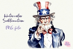 4th of July PNG Uncle Sam Watercolor Clipart American Product Image 1
