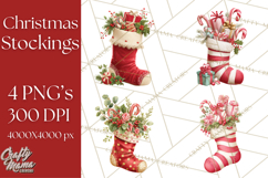 Christmas Stockings Clipart PNG, Festive Holiday Stockings Product Image 1